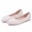 Chic / Beautiful White Wedding Shoes 2018 Lace Flower Rhinestone Pointed Toe Wedding Flat