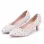 Chic / Beautiful White Wedding Shoes 2018 Lace Flower Rhinestone 5 cm Stiletto Heels Pointed Toe Wedding Pumps