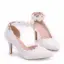 Chic / Beautiful White Wedding Shoes 2018 Lace Flower Pearl 8 cm Stiletto Heels Pointed Toe Wedding High Heels