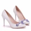 Snygga / Fina Vita Brudskor 2018 Rhinestone 9 cm Stilettklackar Spetsiga Bröllop Pumps