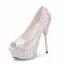 Romantique Argenté Chaussure De Mariée 2018 Paillettes 14 cm Talons Aiguilles Peep Toes / Bout Ouvert Mariage Talons Hauts