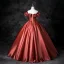 Elegant Watermelon Prom Dresses 2025 Ball Gown Off-The-Shoulder Ruffle Short Sleeve Backless Floor-Length / Long Prom Formal Dresses