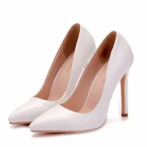 Eenvoudige Witte Kantoor Pumps 2018 11 Cm Naaldhakken Stiletto Spitse Neus Pumps