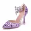 Charmant Lila Brautschuhe 2018 Kristall Knöchelriemen 9 cm Stilettos Spitzschuh Hochzeit Hochhackige