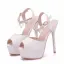 Chic / Beautiful White Wedding Shoes 2018 Pearl Rhinestone Tassel Ankle Strap 14 cm Stiletto Heels Open / Peep Toe Wedding High Heels