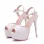 Modest / Simple White Evening Party Womens Shoes 2018 Ankle Strap 14 cm Stiletto Heels Open / Peep Toe High Heels