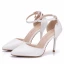 Modest / Simple White Casual Womens Shoes 2018 Ankle Strap 8 cm Stiletto Heels Pointed Toe High Heels
