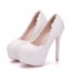 Chic / Beautiful White Wedding Shoes 2018 Lace Flower Pearl 14 cm Stiletto Heels Round Toe Pumps