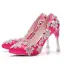 Charmant Fuchsie Brautschuhe 2018 Strass 8 cm Kristall Stilettos Spitzschuh Hochzeit Pumps