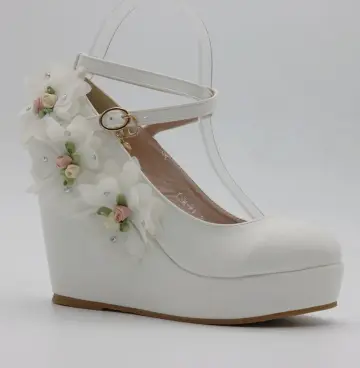 Modern Witte Tuin Outdoor Damesschoenen 2018 Appliques Rhinestone Enkelband 9 Cm Sleehakken Ronde Neus