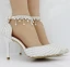 Sparkly White Wedding Shoes 2018 Pearl Rhinestone Ankle Strap 6 cm Stiletto Heels Pointed Toe Wedding High Heels