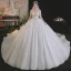 Luxury / Gorgeous Sexy White Wedding Dresses 2021 Ball Gown Scoop Neck Beading Rhinestone Short Sleeve Backless Royal Train Wedding