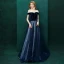 Sexy Bleu Marine Robe De Soirée 2019 Princesse Daim Étoile De l'épaule Dos Nu Manches Courtes Train De Balayage Robe De Ceremonie