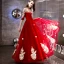 Moderne / Mode Rouge Robe De Soirée 2018 Princesse Appliques En Dentelle De l'épaule 1/2 Manches Dos Nu Longue Robe De Ceremonie