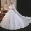 Élégant Haut de Gamme Ivoire Robe Boule Robe De Mariée 2021 Encolure Dégagée Perlage En Dentelle Fleur Manches Courtes Dos Nu Royal Train Mariage