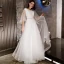 Modern / Fashion Ivory Evening Dresses  2019 A-Line / Princess Rhinestone Sash Glitter V-Neck Backless 1/2 Sleeves Floor-Length / Long Formal Dresses