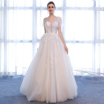 Chic Beautiful White Wedding Dresses 2018 A Line Princess Glitter Tulle Crystal Spaghetti Straps Sleeveless Floor Length Long Wedding