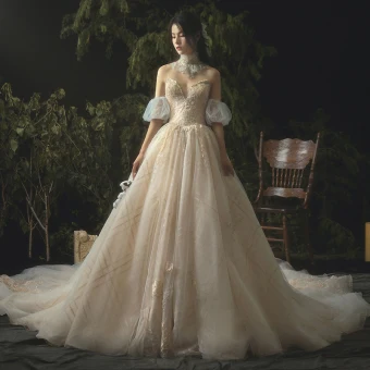 Luxury Gorgeous Champagne Wedding Dresses 2019 A Line Princess Lace Beading Crystal Strapless Backless Sleeveless Cathedral Train