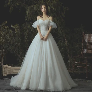 Elegant Ivory Corset Wedding Dresses 2019 A Line Princess Lace Appliques Beading Crystal Off The Shoulder Backless Sleeveless Chapel Train