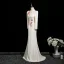 Vintage / Retro Ivory Lace Flower Evening Dresses 2025 Trumpet / Mermaid High Neck Long Sleeve Sweep Train Evening Party Formal Dresses