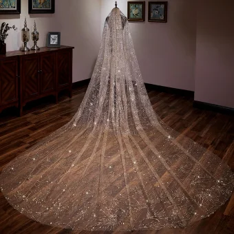 Sparkly Gold Glitter Wedding Veils 2019