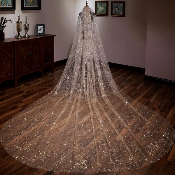 Sparkly Gold Glitter Wedding Veils 2019