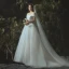 Elegant Elfenben Brudekjoler 2019 Prinsesse Av Skulderen Korte Ermer Ryggløse Chapel Train