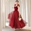 Chic / Beautiful Burgundy Suede Spotted Prom Dresses 2021 A-Line / Princess Square Neckline Sleeveless Backless Floor-Length / Long Prom Formal Dresses