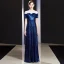 Sparkly Royal Blue Evening Dresses  2019 A-Line / Princess Sequins Scoop Neck Short Sleeve Floor-Length / Long Formal Dresses