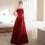 Charmant Bordeaux Robe De Bal 2021 Princesse Perle De l'épaule Sans Manches Dos Nu Longue Promo Robe De Ceremonie