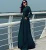 Modern / Fashion Dark Green Casual Maxi Dresses 2019 Sash Scoop Neck Long Sleeve Floor-Length / Long Womens Clothing