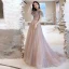 Charmant Violet Gris Robe De Soirée 2021 Princesse De l'épaule Perlage Perle Faux Diamant Manches Courtes Dos Nu Train De Balayage Robe De Ceremonie