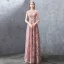 Chic / Beautiful Pearl Pink Evening Dresses  2019 A-Line / Princess Lace Beading Rhinestone Sequins Scoop Neck Sleeveless Floor-Length / Long Formal Dresses