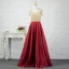 Luxe Bordeaux Robe De Soirée 2019 Princesse Perlage Cristal Faux Diamant V-Cou Sans Manches Dos Nu Longue Robe De Ceremonie