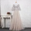 Modern / Fashion Grey Handmade  Beading Evening Dresses  2019 A-Line / Princess Rhinestone Sequins V-Neck Bell sleeves Backless Floor-Length / Long Formal Dresses