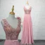 Moderne / Mode Rose Bonbon Fait main Perlage Robe De Soirée 2019 Princesse Cristal Perle Paillettes V-Cou Sans Manches Dos Nu Longue Robe De Ceremonie