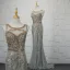 Luxury / Gorgeous Silver Handmade  Beading Evening Dresses  2019 Trumpet / Mermaid Crystal Sequins Rhinestone Tassel Scoop Neck Sleeveless Sweep Train Formal Dresses