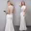 Chic / Beautiful Ivory Evening Dresses  2019 Trumpet / Mermaid See-through Handmade  Beading Tassel Scoop Neck Sleeveless Sweep Train Formal Dresses