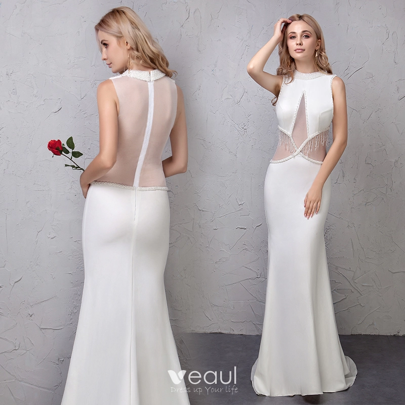 Chic See-through Mermaid Evening Dresses Chic See-through Mermaid Evening Dresses