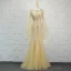 Luxury / Gorgeous Champagne Handmade  Beading Evening Dresses  2019 Trumpet / Mermaid Crystal Rhinestone Sequins Scoop Neck Bell sleeves Sweep Train Formal Dresses