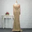 Luxury / Gorgeous Champagne Handmade  Beading Evening Dresses  2019 Trumpet / Mermaid Crystal Sequins Scoop Neck Long Sleeve Sweep Train Formal Dresses