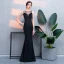 Moderne / Mode Noire Robe De Soirée 2019 Trompette / Sirène En Dentelle Perlage Paillettes Encolure Dégagée Sans Manches Longue Robe De Ceremonie