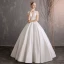 Modest / Simple Ivory Wedding Dresses 2019 Ball Gown Scoop Neck Short Sleeve Backless Floor-Length / Long