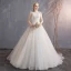 Elegant Ivory Wedding Dresses 2019 A-Line / Princess Lace Appliques Beading Sequins Scoop Neck Sleeveless Backless Court Train