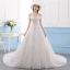 Élégant Ivoire Robe De Mariée 2019 Princesse En Dentelle Fleur Cristal Paillettes De l'épaule Manches Courtes Dos Nu Cathedral Train