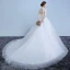 Elegant White Wedding Dresses 2019 Ball Gown Lace Flower Pearl Sequins High Neck Short Sleeve Backless Cathedral Train