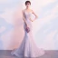 Chic / Belle Lavande Robe De Soirée 2019 Trompette / Sirène Appliques En Dentelle Paillettes Encolure Dégagée Sans Manches Tribunal Train Soirée Robe De Ceremonie