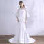 Amazing / Unique White Wedding Dresses 2018 Trumpet / Mermaid Appliques Scoop Neck Backless 3/4 Sleeve Wedding