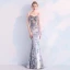 Sexy Argenté Robe De Soirée 2019 Trompette / Sirène Daim Perlage Perle Bretelles Spaghetti Sans Manches Dos Nu Train De Balayage Robe De Ceremonie