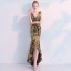 Charmant Noire Doré Robe De Soirée 2019 Trompette / Sirène Paillettes V-Cou Sans Manches Dos Nu Asymétrique Robe De Ceremonie